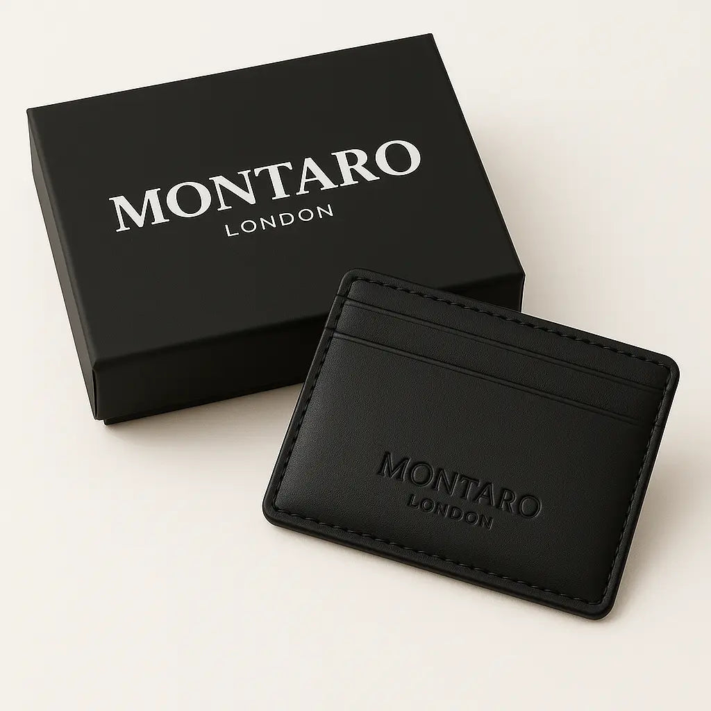The Canterbury – Genuine Full Grain Leather Card Holder (BLACK) Montaro London
