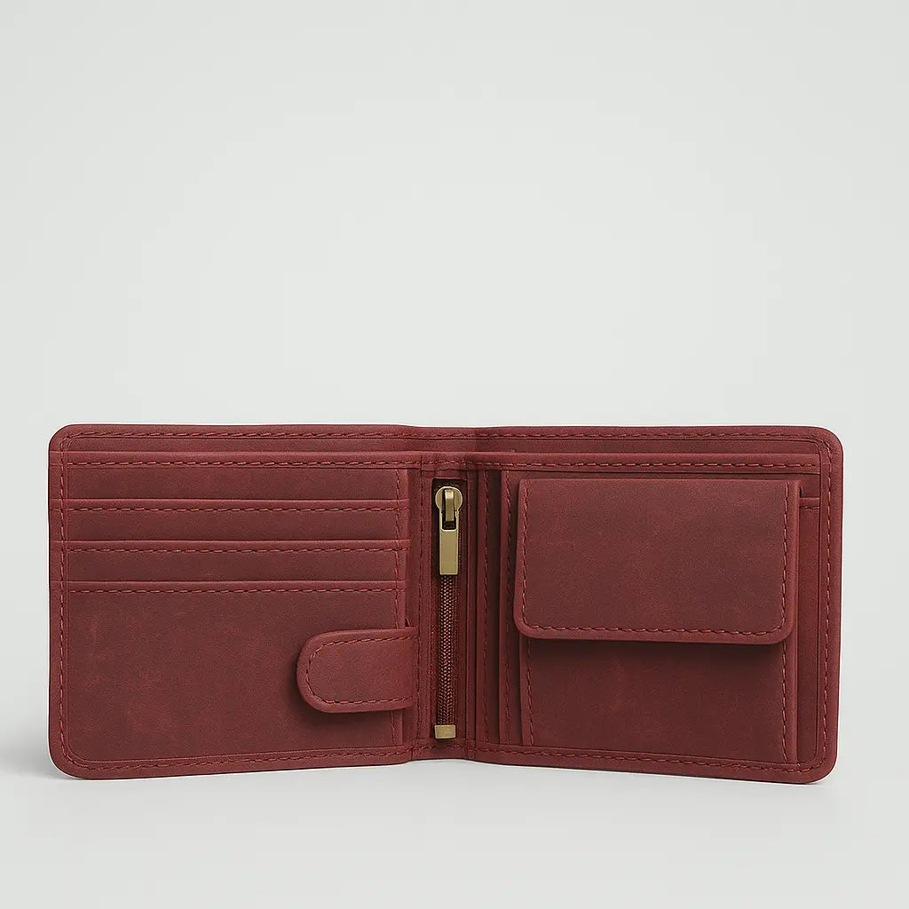 The Windsor – Men's Original Rugged Cherry Leather Wallet Montaro London