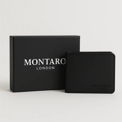 The Camden –  Men's Original Sleek Black Bi fold Leather Wallet Montaro London
