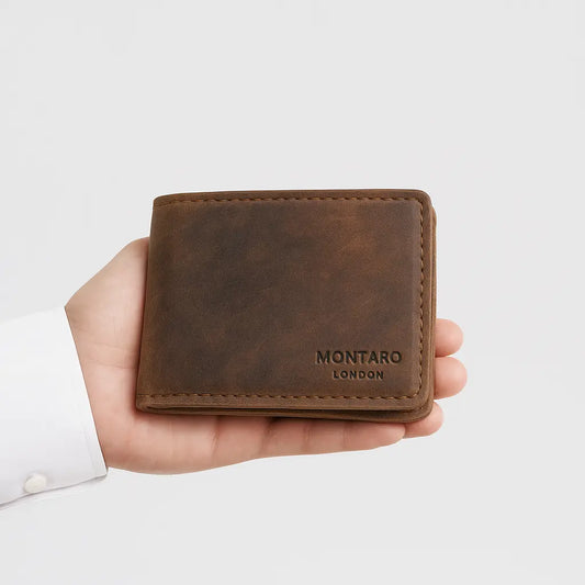 Montaro London Brown Rugged Original Leather Wallet