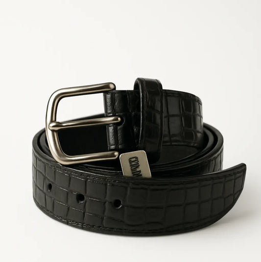 The Regent Men’s Original Leather Belt (Croco Black) Montaro London