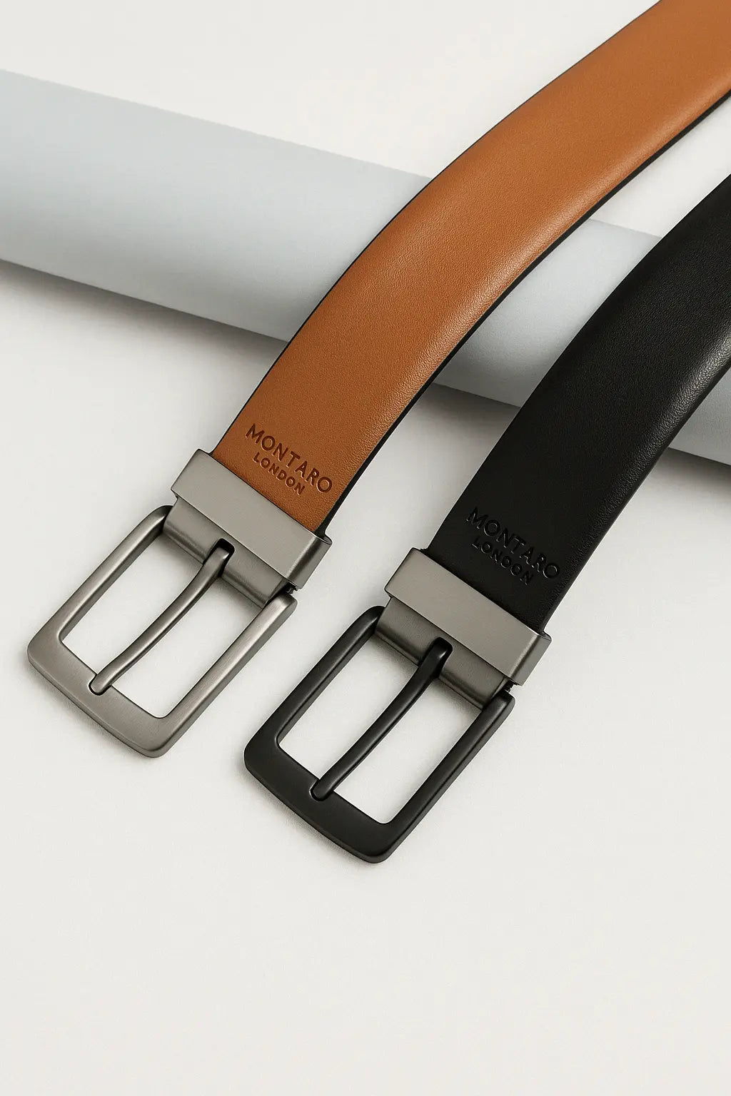 The Notting – Reversible Genuine Leather Belt in Black & Tan Montaro London